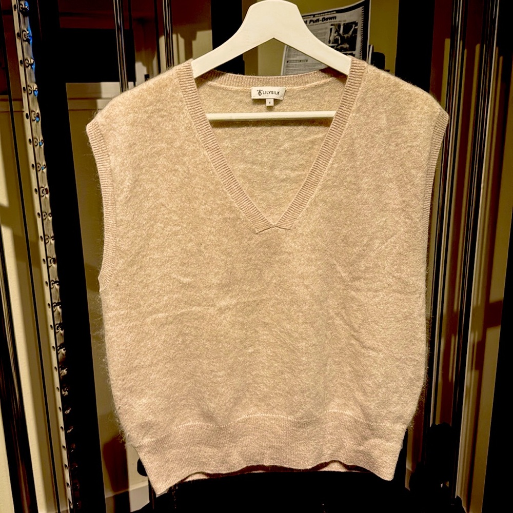 Lilysilk light tan cashmere sweater vest
